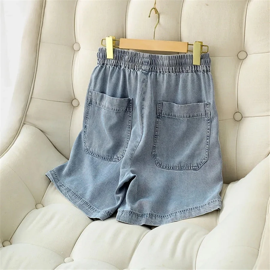 Summer Classic Shorts Baggy Jeans Oversize 4xl Vaqueros Short Elastic High Waist Wide Leg Pantalones Cortos Women Denim Pant New