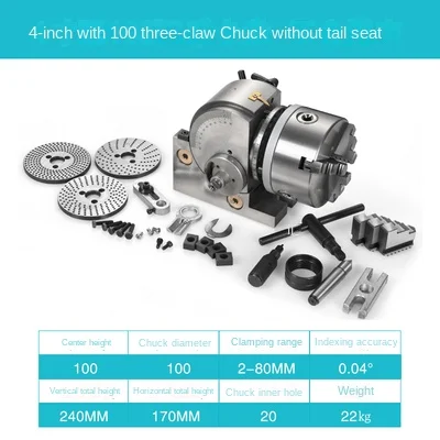 

Milling Machine Universal Universal Dividing Head 4 "/100mm 5"/125mm Chuck High Precision Vertical Horizontal Indexing Turntable