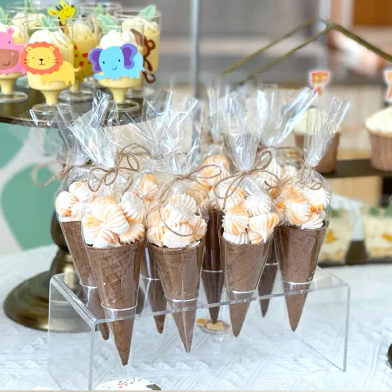 50 шт. прозрачные конусы сумки для хранения конфет и попкорна пластиковые