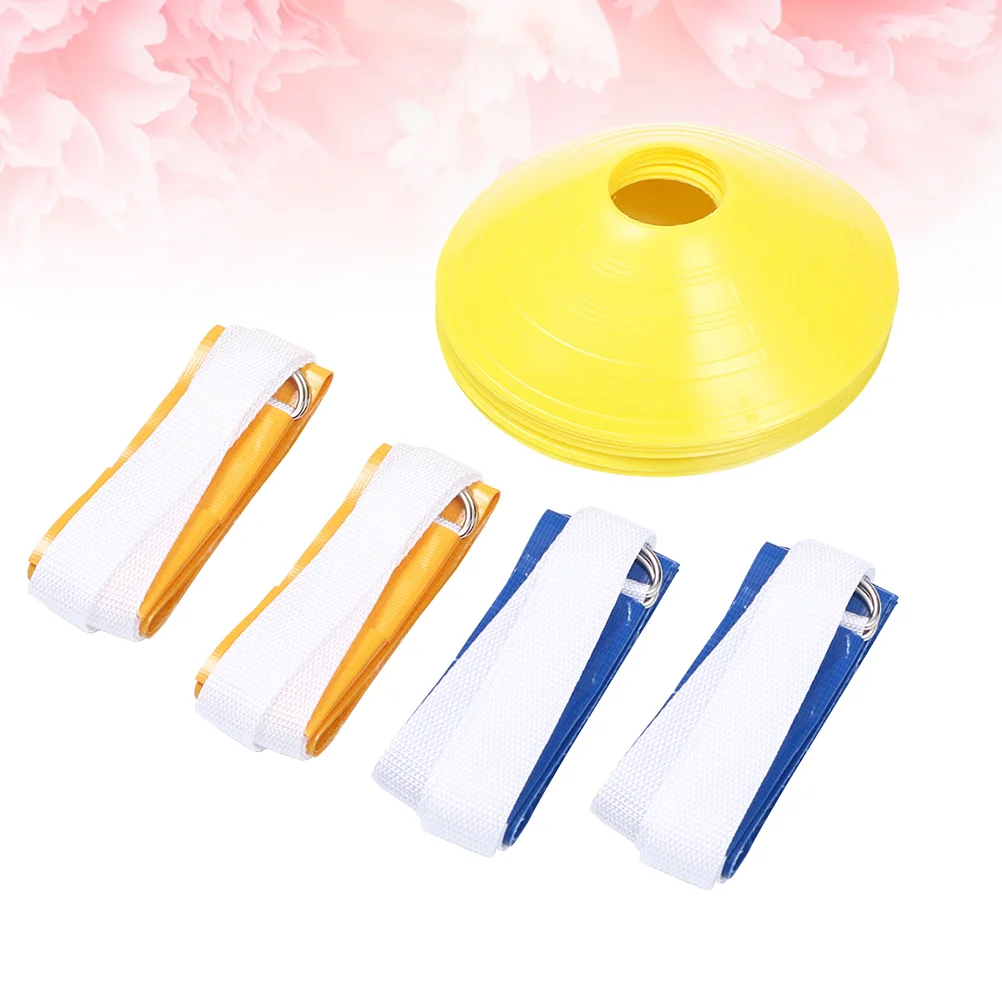 

8 Pcs American Football Waist Belt Type Flag Rugby Training Ribbon Game Streamer Label Webbing Sign with 4 Dish Plate Cone