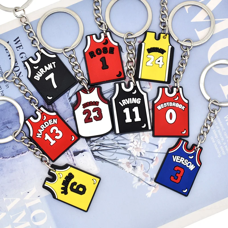 1PCS PVC Sport Jersey Keychain Sport Jersey Key Rings Sport Jersey Key Holders Fit Adult Car Keys Gift Trinkets