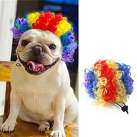2022 adjustable pet wigs funny dogs cats head accessories cosplay props pets supplies with 2 elastic bands