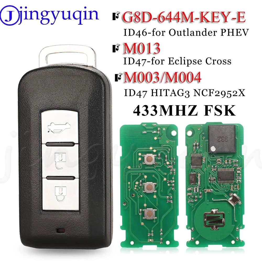 Jingyuqin 3BTN дистанционный смарт ключ-брелок 433 МГц ID46 ID47 чип для Mitsubishi Lancer Outlander ASX Eclipse