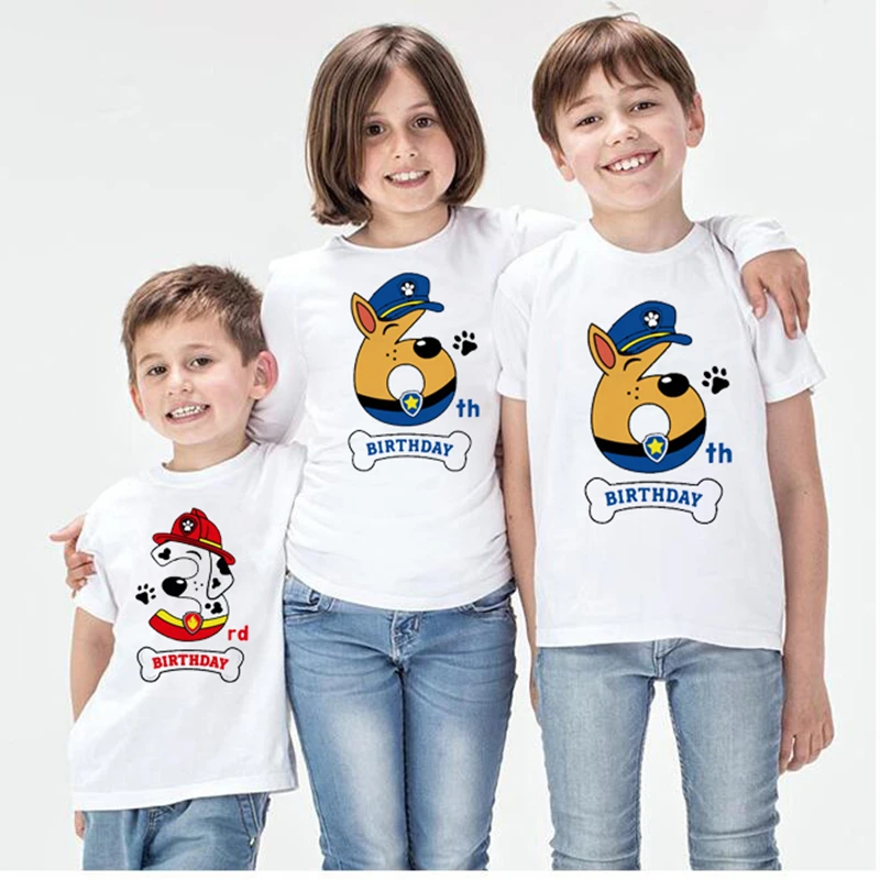 

Dog Birthday Number 1-6 Years Print Boys White T-shirt Kid Summer Harajuku Kawaii Funny Clothes Little Baby Top,Drop Ship