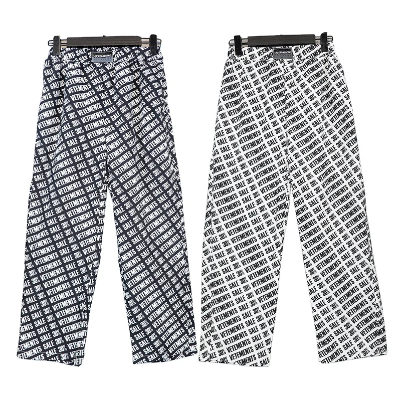 

VETEMENTS Casual Trousers Full Printed Letters Diagonal Stripes Men Women 1:1 Vetements Pants