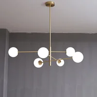 Nordic Modern Glass Brass Chandelier Fixtures Home Decor Living Room Brass Pendant Lights Bedroom Restaurant Cafe Hanging Lamp