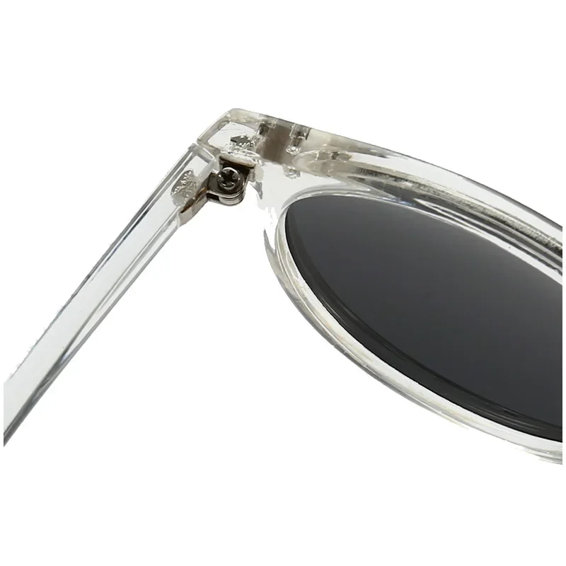 Модные поляризованные солнцезащитные очки в мягкой прозрачной белой оправе с