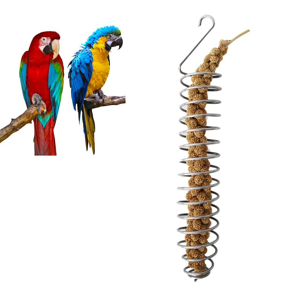 

Stainless Steel Bird Parrot Feeder Food Fruits Basket Holder Foraging Equipment Bird Cage Feeding Device Birds Training Toy