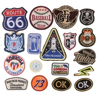 30pcslot vintage round embroidery patch route baseball label rocket strange thing coconut clothing decoration craft applique