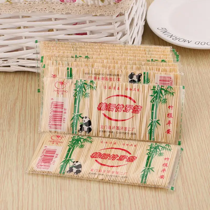 

200Pcs/Bag Natural Bamboo Toothpick Disposable Eco-friendly Toothpick Double-headed Toothpicks Table Decoration & Accessories