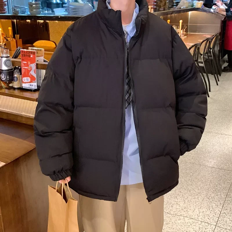 Collar Solid Color Male Parka Fashion  Winter Jackets For Women Harajuku Warm Men's Winter Coats Stand