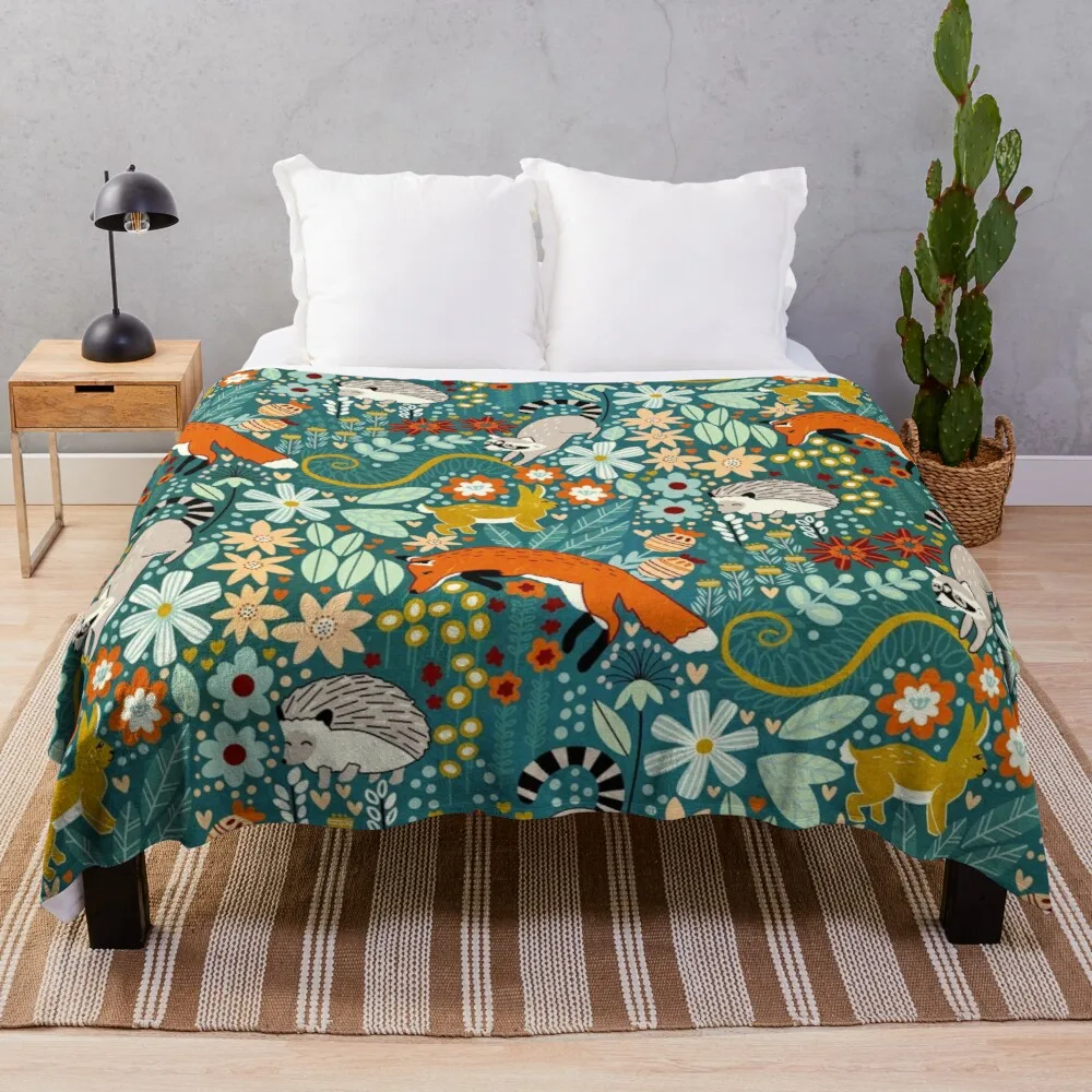 

Textured Woodland PatternThrow Blanket velour thermal blankets for travel