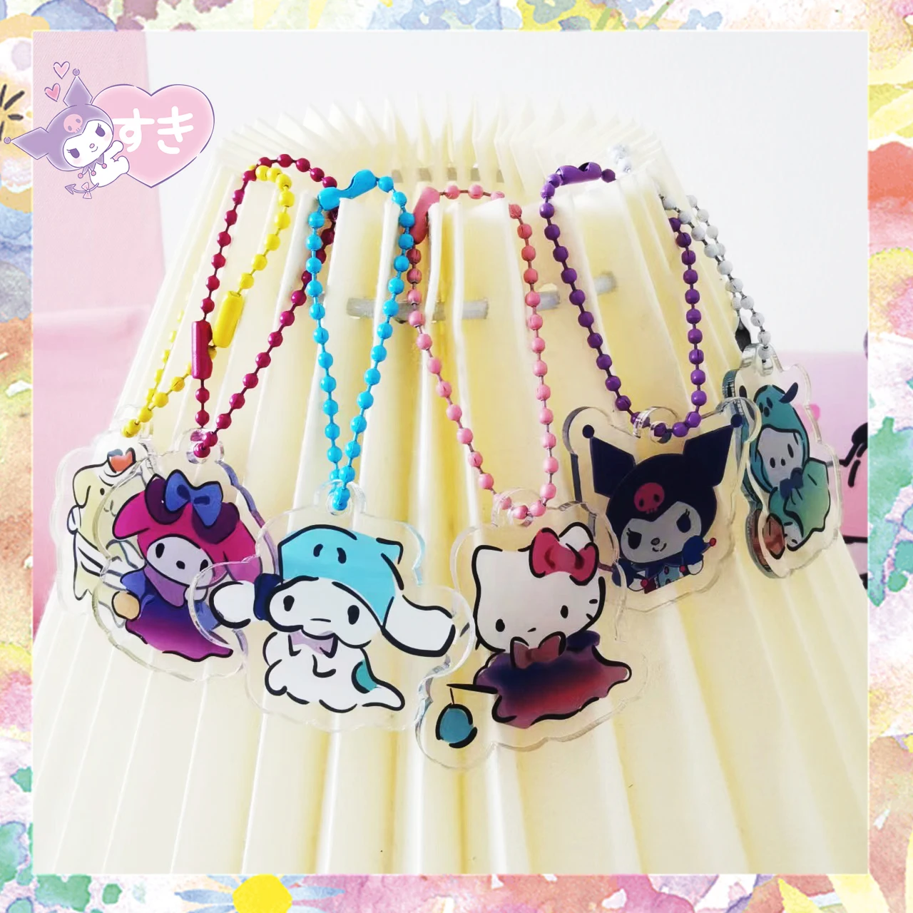 

Sanrioed Halloween Pendents Kawaii Acrylic Key Chain Bags Ornaments Anime My Melody Kuromi Hello Kitty Cute Holiday Kids Gifts