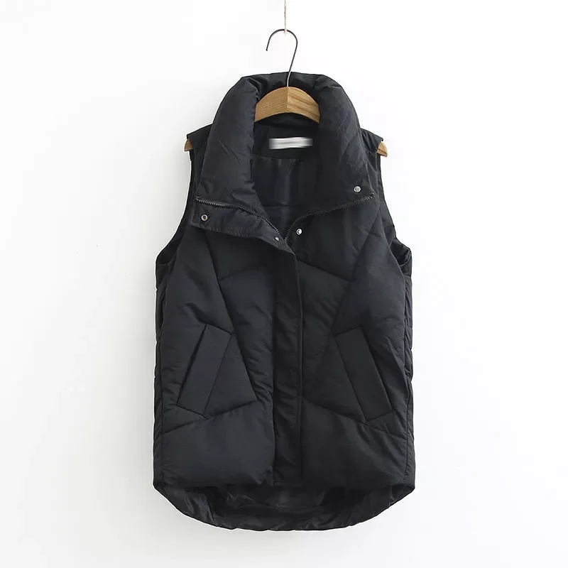 

size Winter Down Puffer Vest Women Casual All-match Sleeveless jacket Winter Long Bodywarm waistcoat Winter Sleeveless