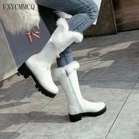 fxycmmcq womens winter snow boots with fluffy warm medium heel thick sole thin 960 2