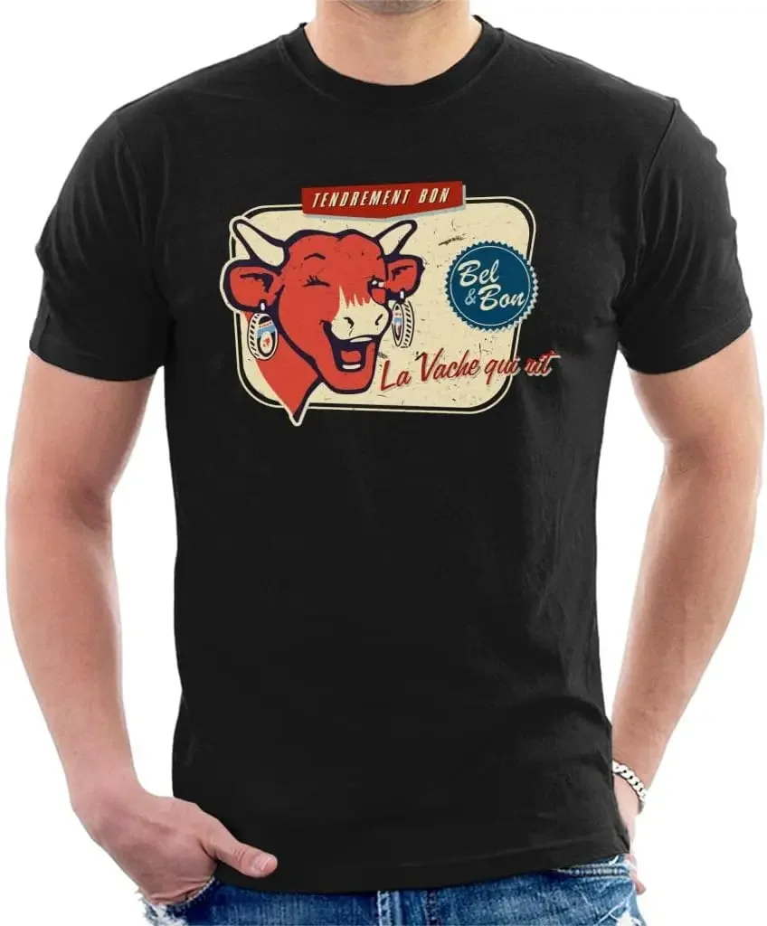 THE LAUGHING COW La Vache Qui Rit Retro Distressed Men's T-Shirt