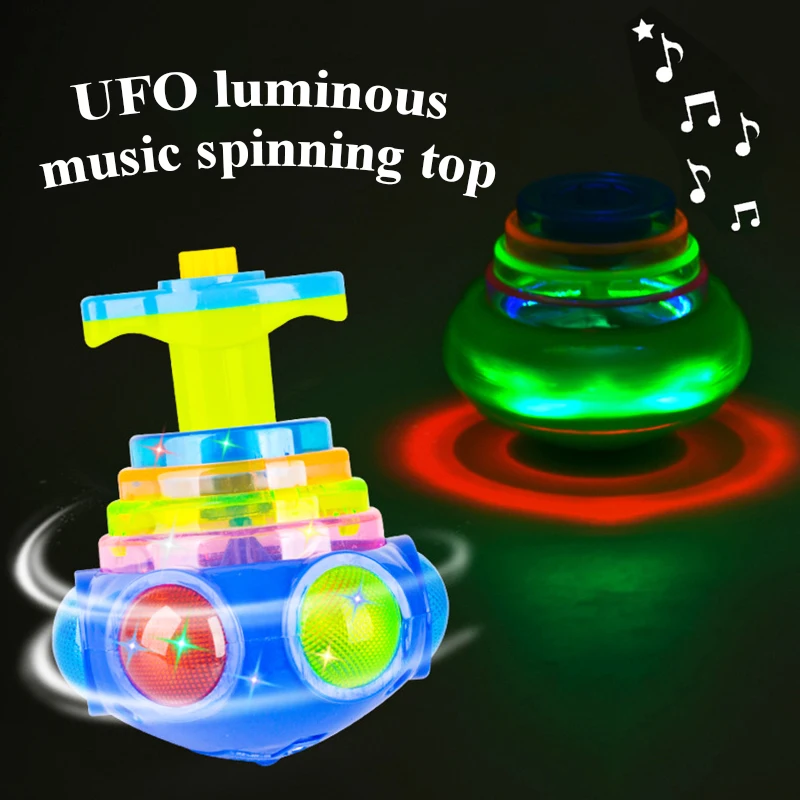 

Flash Luminous Spinning Tops with Music Flashing Led Colorful Top Launcher Rotating Children Classic Toys Kids Gift