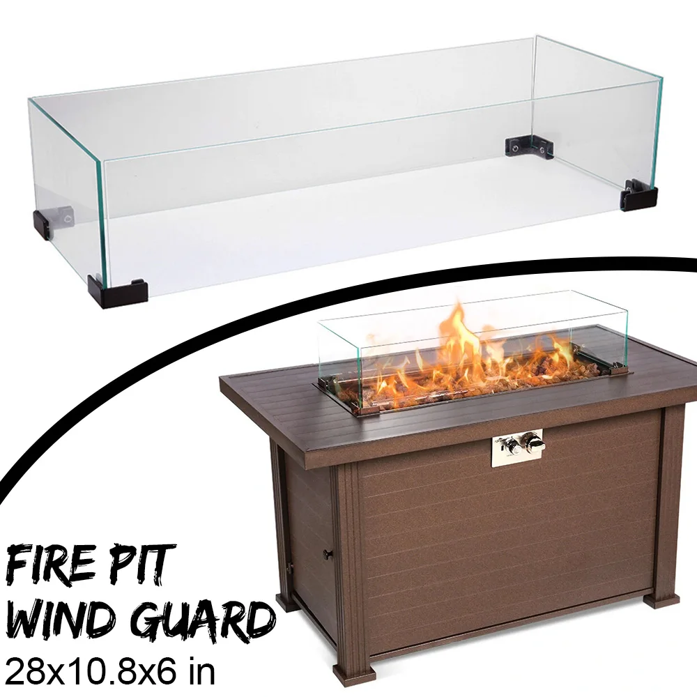 

Portable Stove Desktop Rectangle Fire Pit Glass Cover for TS-GF2 Fire Pit Table Tempered Glass Fireproof Burner Pan Wind Guard