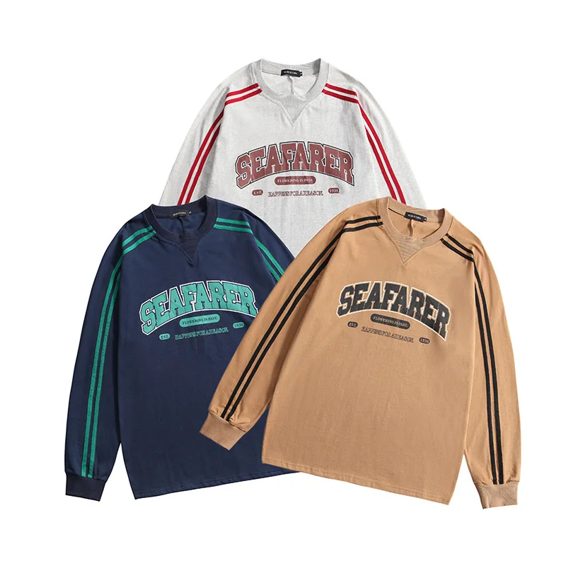 

Ancient College Style Casual Long-sleeved T-shirt Couples Korean Alphabet Print Tops Trend Punk Clothes Long Sleeve Sweatshirts