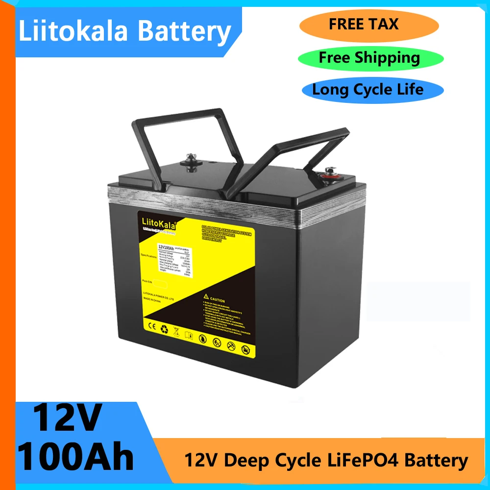 

LiitoKala 12V 100ah lifepo4 battery pack lifepo4 12.8V 100AH lithium battery with BMS for inverter, boat motor,RV