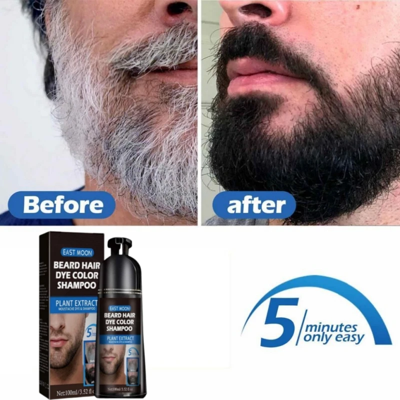 

100ml Herbal Extract Fast Permanent Black Dye Grey Hair Shampoo Natural Black Beard Dye Shampoo Hair Color For Men Dye Cream