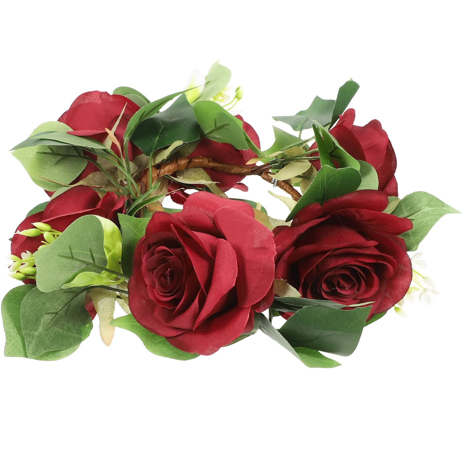 

Mini Rose Wreath Artificial Flower Ring Rings Pillar Candles Tabletop Decor Wedding Centerpiece