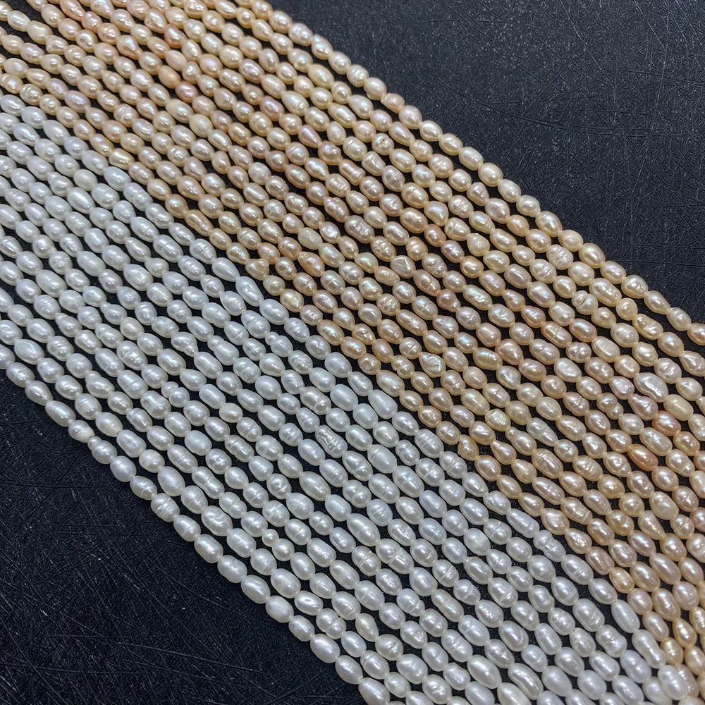 Изысканный натуральный пресноводный жемчуг класса А 3 5 мм бусины в виде риса для