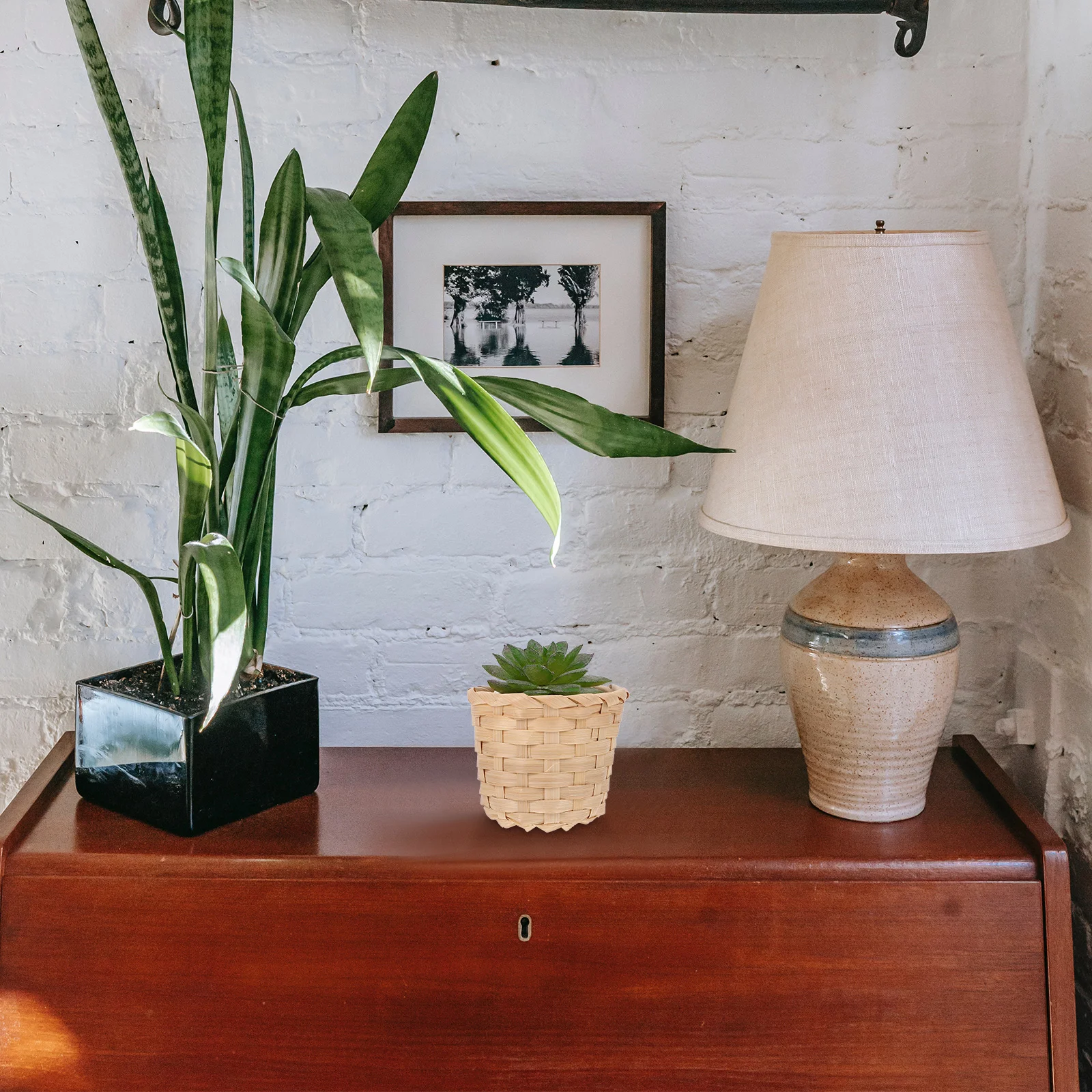 10 шт. мини-бамбуковая корзина для хранения плетеные вручную корзины с