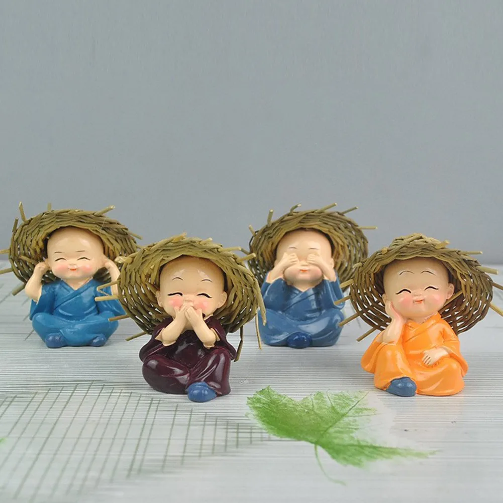 

Resin Crafts Llittle Monk 4 Pieces/lot 6x6.5cm Accessories Car Decoration Four Small Monks Home Decoration Brand New