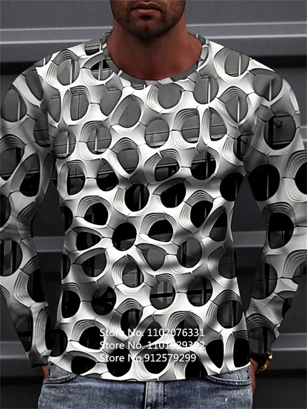 

Streetwear European and American Summer Hip-hop Men's 3D T-shirt Vertigo Printing Long Sleeve Casual Fashion Sports Shirt