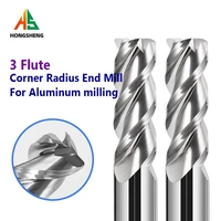 3 flute carbide aluminum cutter corner radius end mill cnc r bullnose cutter tungsten aluminum fiberglass acrylic copper plastic