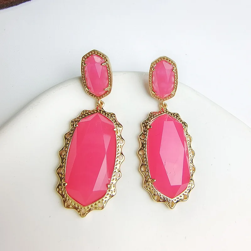 

European and American Earrings Fashion Color Personality Exaggerated Earrings Geometric Elliptical Temperament Earrings Female