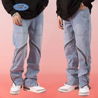 madeextreme retro wash vintage cargo trousers street wear zipper design men jeans hip hop oversized jeans distressed denim jeans