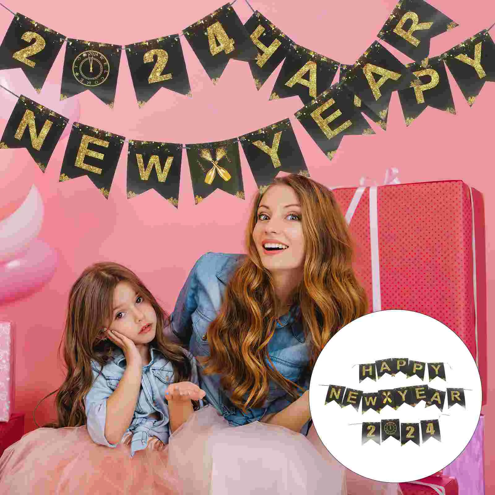 

1 Set of New Year Banner Party Background Hanging Banner New Year Party Paper Hanging Flag Decor
