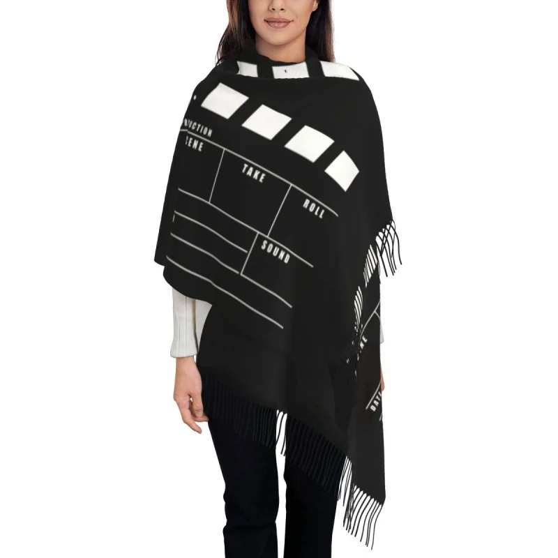 

Custom Printed Classic Movie Production Film Letters Scarf Women Men Winter Warm Scarves Retro Camera Cinema Shawl Wrap