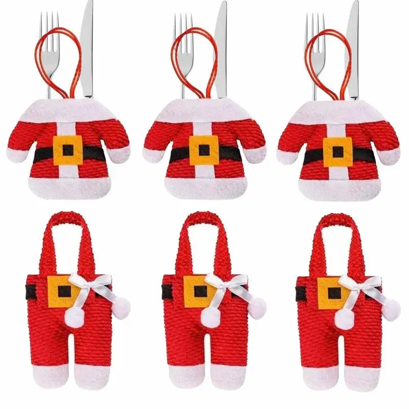 

Christmas Silverware Holder 6pcs Utensil Dispenser Stocking Cutlery Bags Pants Appearance Clothing Design To Create Christmas