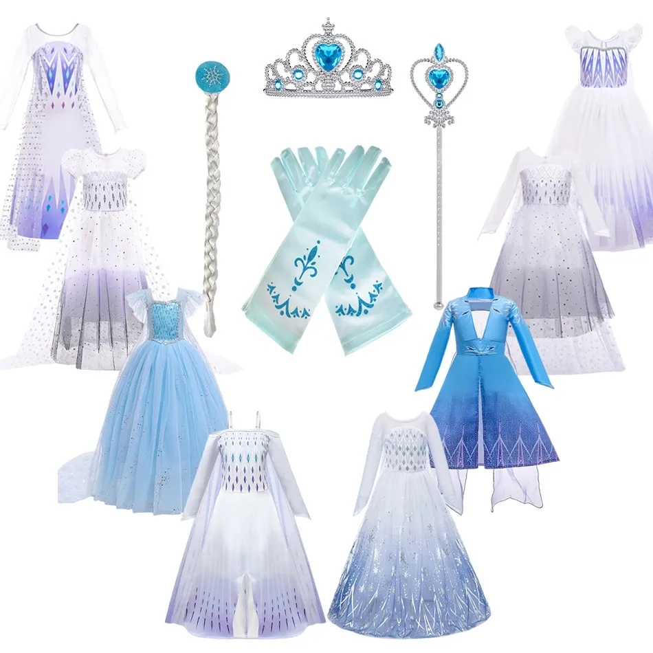 

Little Girls Elsa Clothes Kids Performance Luxury Dress Children Frozen Halloween Snowflake Gown Christmas Sequin Vestidos