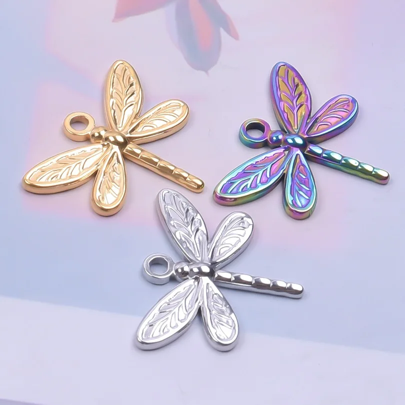 

WZNB 5Pcs Dragonfly Stainless Steel Charms for Jewelry Making Supplies Earring Pendant Necklace Accessories Craft Diy Material