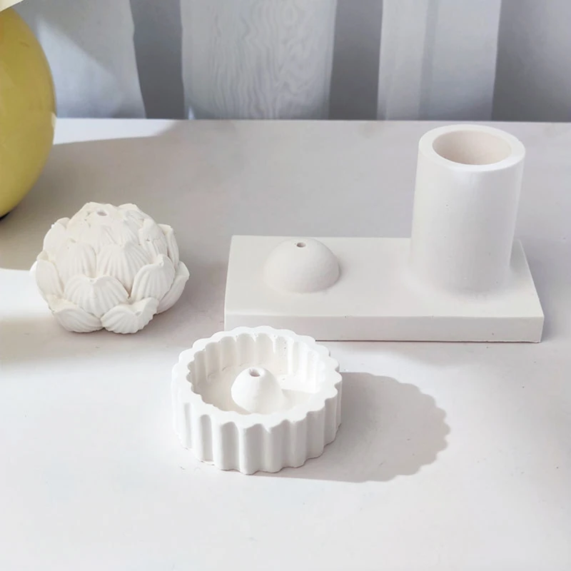 

E9LC Incense Stick Holder Silicone Mold Lotus Candlestick Mold Epoxy Casting Molds