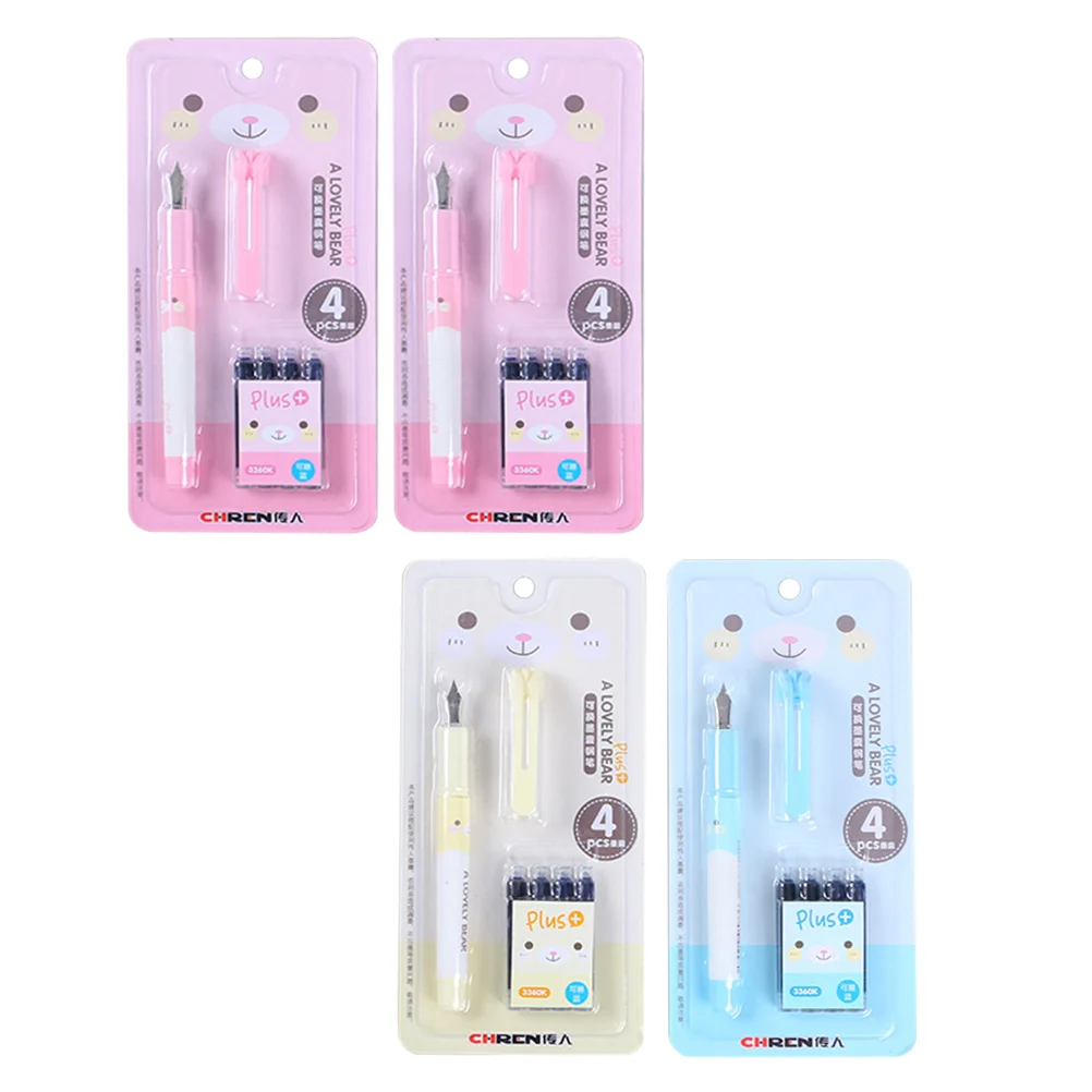 

4 Sets of Students Fountain Pens Portable Calligraphy Pens Household Writing Pens (Random Color)