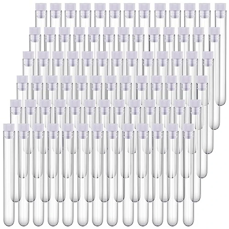 

200 PCS Clear Plastic Test Tubes Widely Used 12 X 100Mm 12 Ml Plastic Tubes With Caps Candy Tubes Test Lab Tubes For Scientific