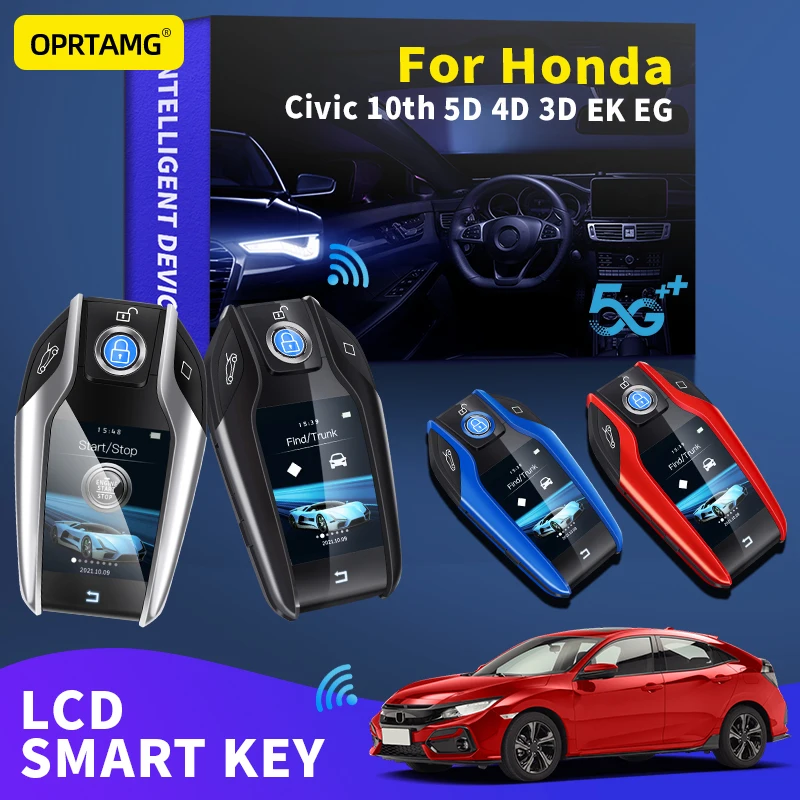 

For Honda Civic 10th 5D 4D 3D EK EG Modified One-click start Boutique Remote Key LCD Screen Keyless Touch Screen Smart Key