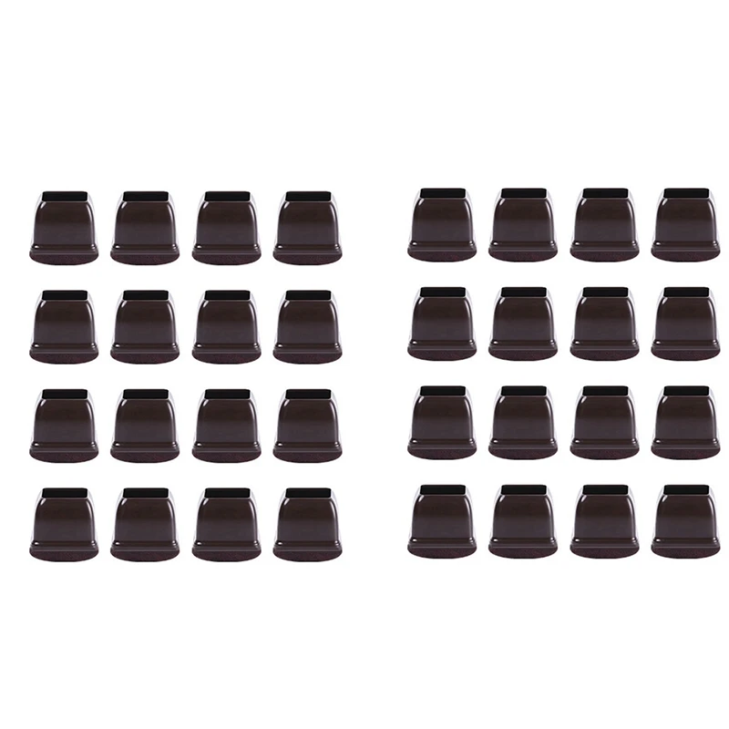 

AFBC 32 Pcs Brown Silicone Chair Leg Floor Protectors, Square Chair Leg Caps With Wrapped Felt, Fit: 0.55 Inch-0.75 Inch