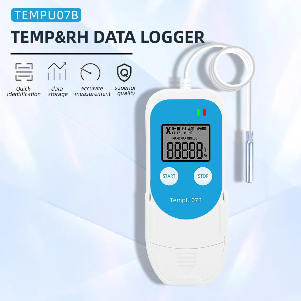 

High Accuracy Data Logger Thermometer Hygrometer LCD Digital Display Temperature and Humidity Recorders Meter for Cold Chain USB