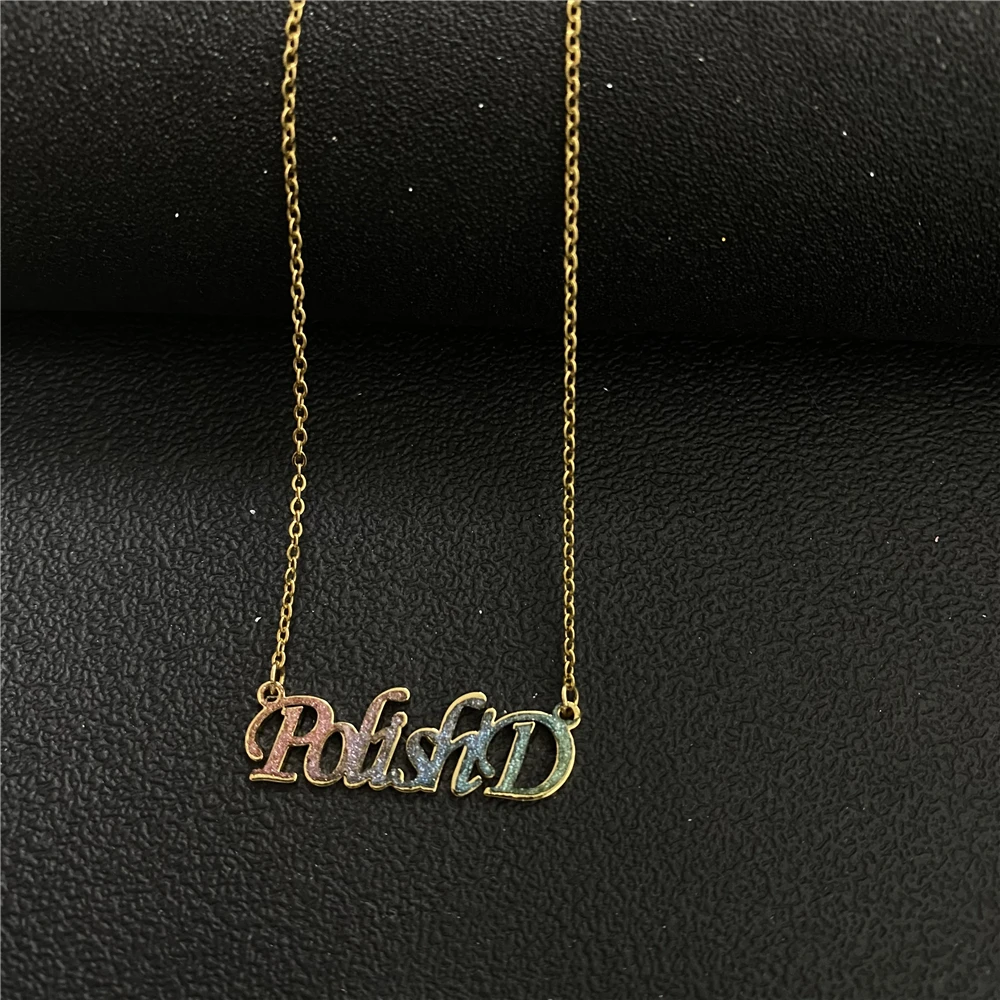 

Name Bling Custom Stainless Steel Necklace For Women Girl Personalized Bead Choker Pendant Jewelry Christmas Gifts