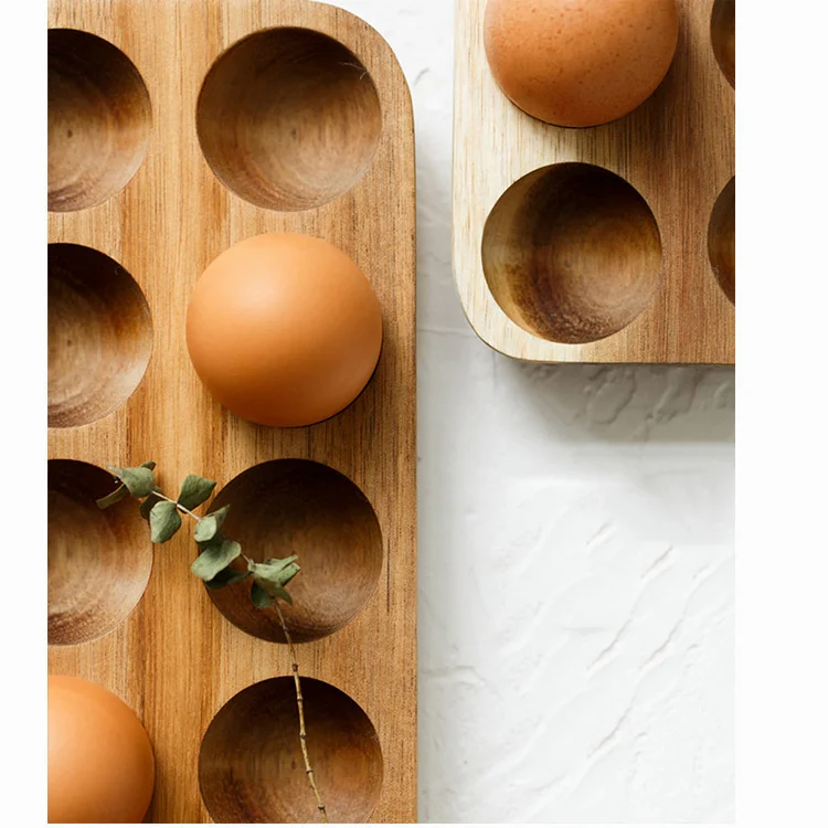 

Полка для хранения яиц, поднос из дерева акации, кухонный стеллаж для хранения яиц, бытовая полка для холодильника, кухонные аксессуары для ...