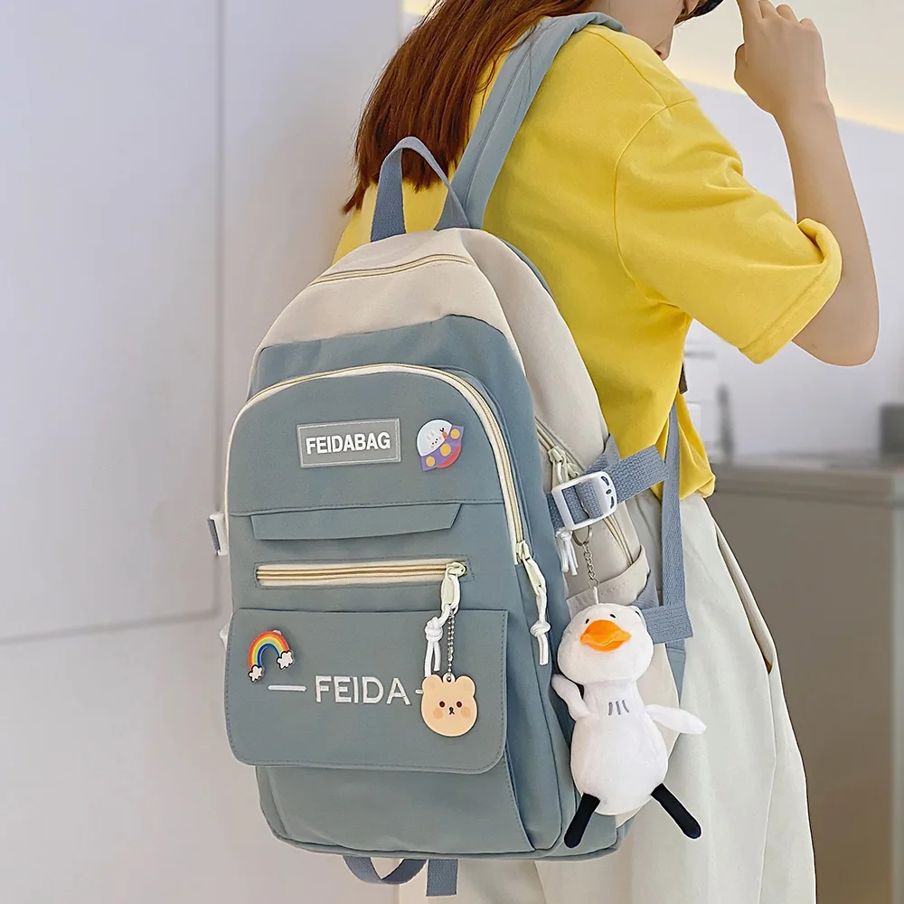 

Student Laptop Female Book Bag Fashion Cute Women Backpack School Ladies Cool Harajuku Bag Girl Nylon Backpack Waterproof