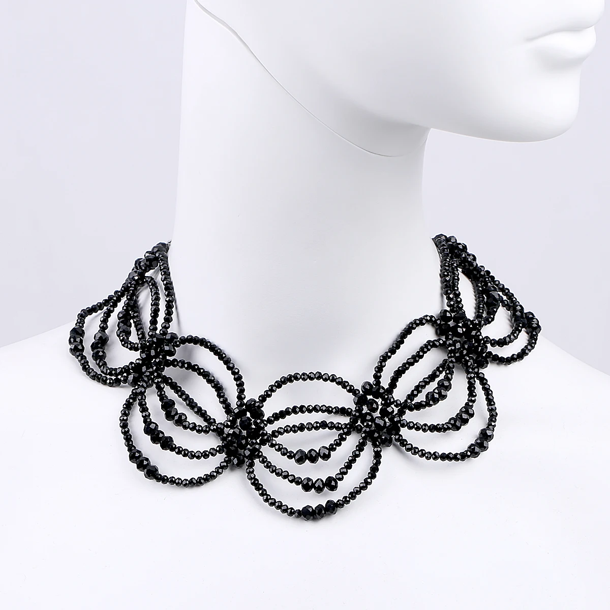 

Luxury Crystals Small Beaded Chokers Necklace Earrings Jewelry Sets Statement Knitting Necklace for Women Girls 3 Colors
