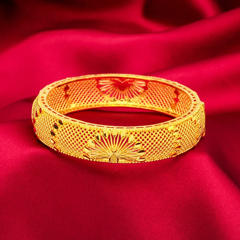 

Never Fade Original 14k Gold Color Bracelet Bangle for Women Hollow Bracelet for Woemn High Quality Fine Jewelry Wedding Gifts