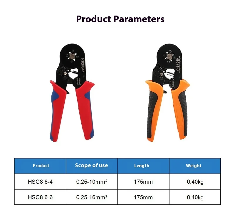 Обжимные клещи для трубчатых клемм Штыревые холодного обжима VE/TE HSC8 6-4A
